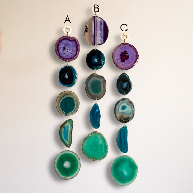 Indigo Glam Purple, Teal & Green Agate Wall Hanging – Handcrafted Boho Garland (Batch No. 2)