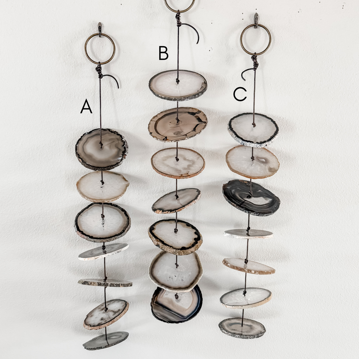 Gray Agate Hanging for Wall or Ceiling - Charcoal Design