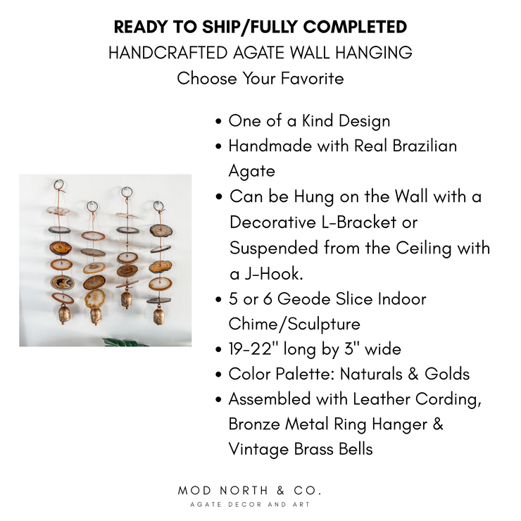 Natural Agate Hanging for Wall or Ceiling - Carmella Design
