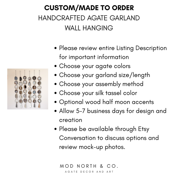 Custom Agate Garland – Made to Order Boho Wall Hanging Décor