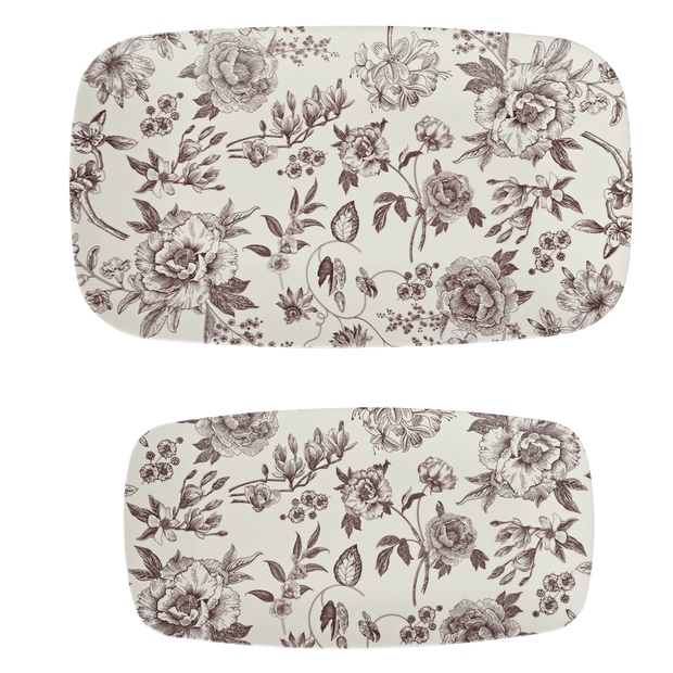 Brown Delft Stacking Melamine Tray - set of 2