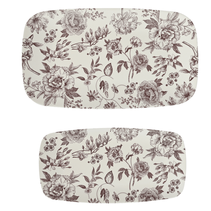 Brown Delft Stacking Melamine Tray - set of 2