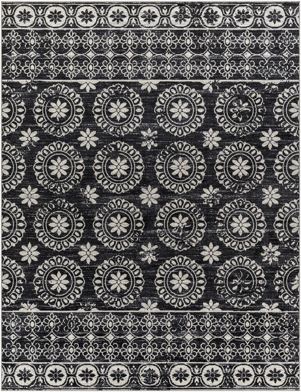 Kahraman Black & White Washable Rug