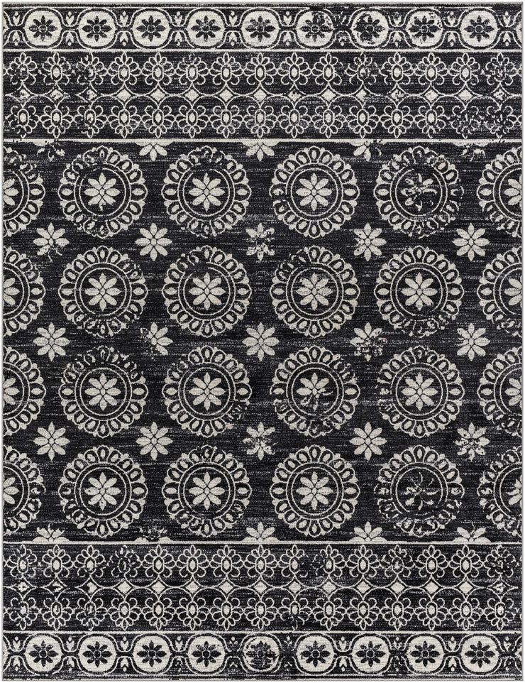 Kahraman Black & White Washable Rug