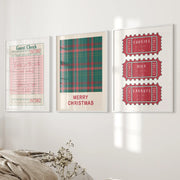 Christmas Wall Art Set. Guest Check, Santa Tickets