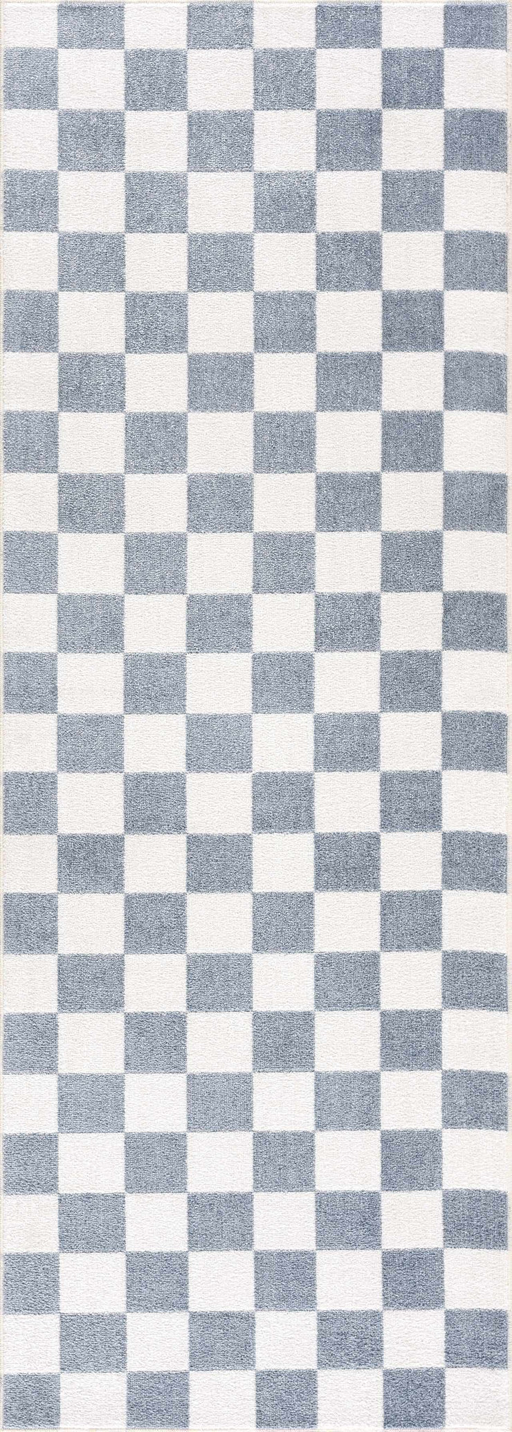 Brone Blue Checkered Washable Rug