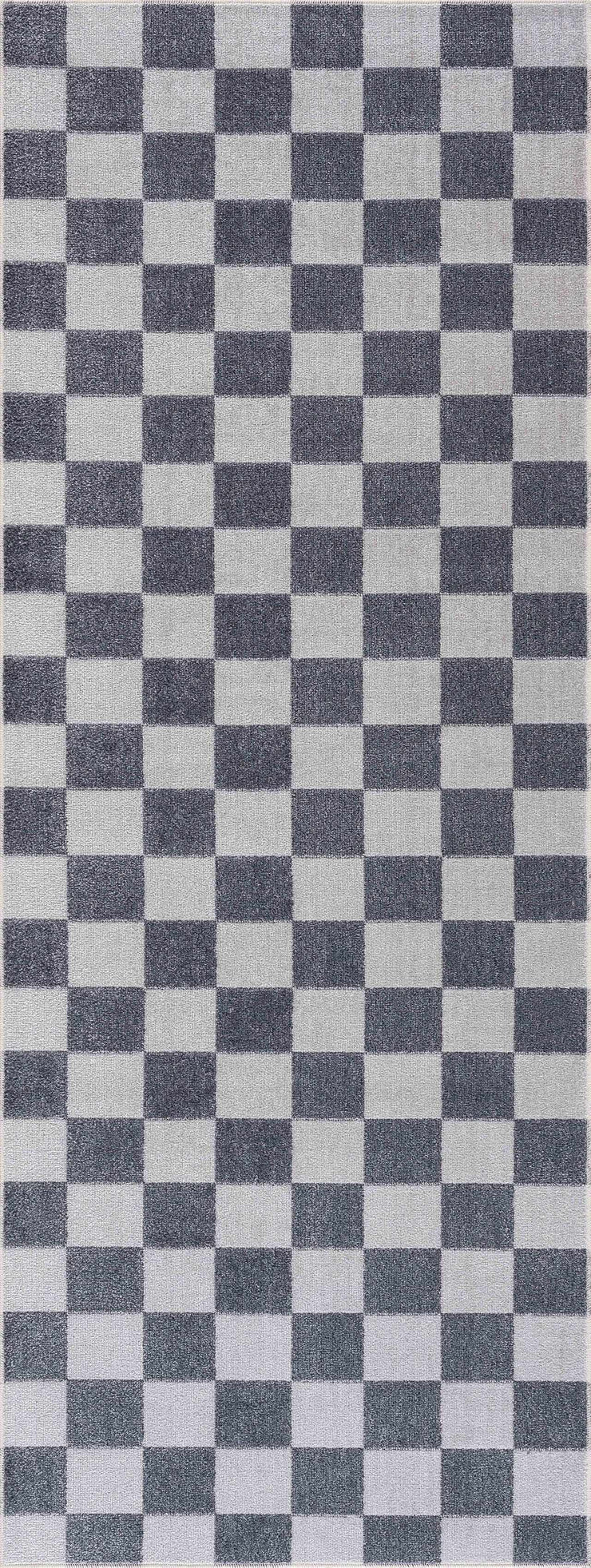 Alie Blue Gray Checkered Washable Rug