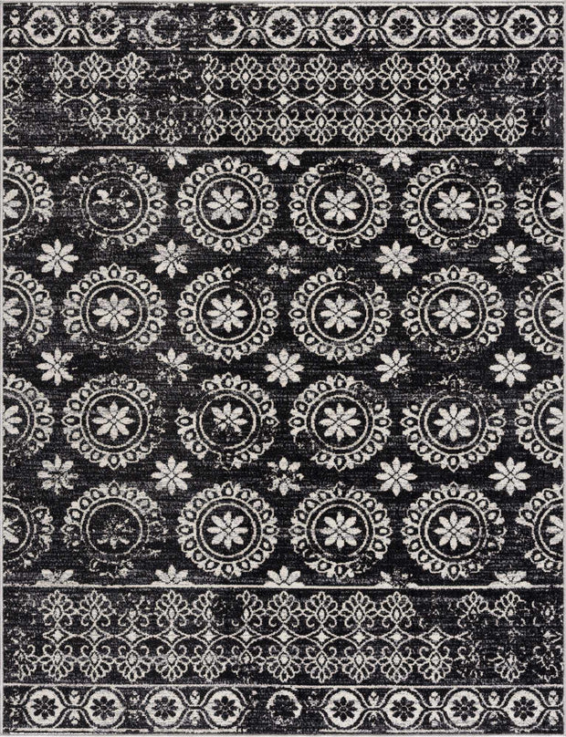 Kahraman Black & White Washable Rug