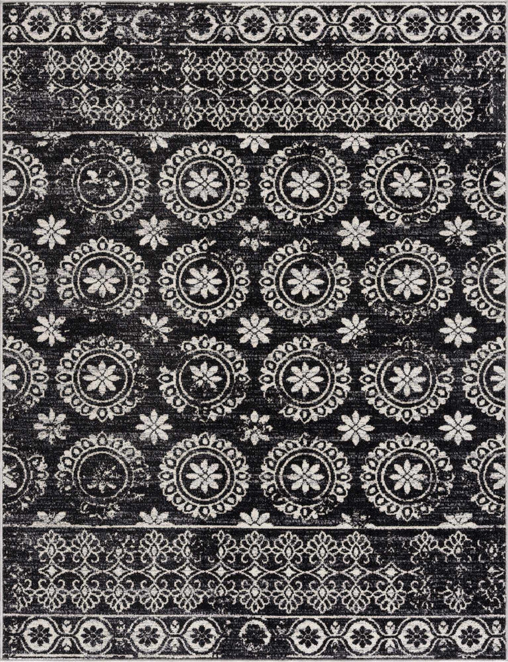 Kahraman Black & White Washable Rug