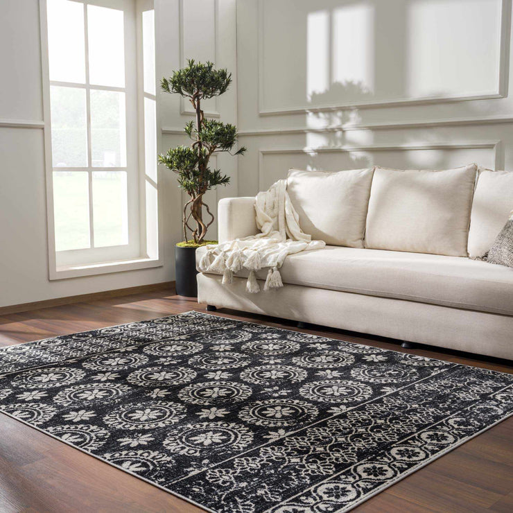 Kahraman Black & White Washable Rug
