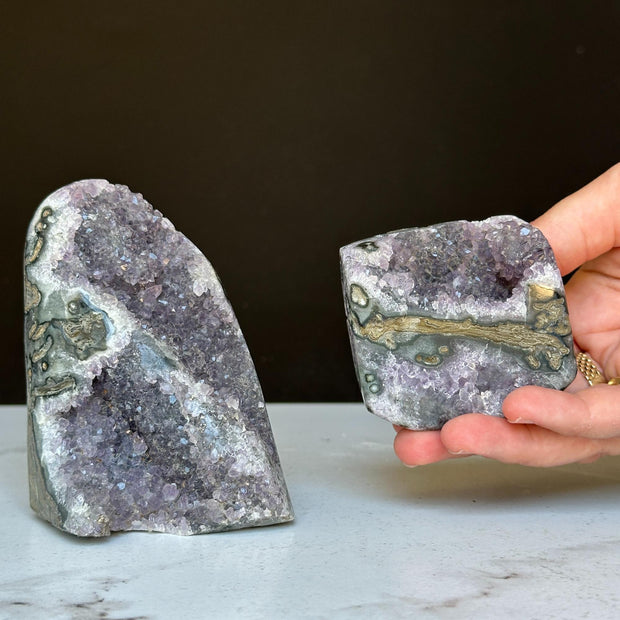 Stunning Amethyst Clusters with Agate Formation, 2 pieces 3 Lbs