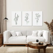 Boho Botanical Art Prints | Set of 3 Green Leaves