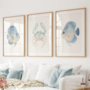 Minimalist Ocean Life Art. Marine Animals Decor