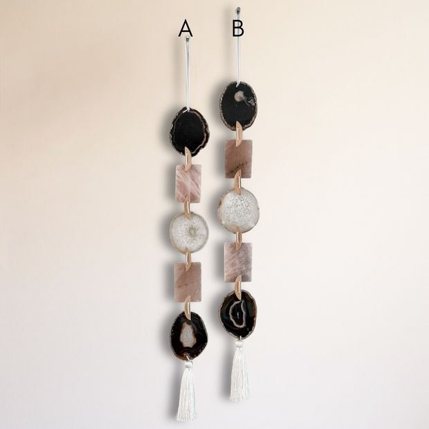 White, Black & Blush – Moody Blush Agate Garland Wall Hanging