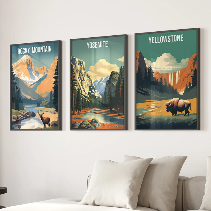 Rocky Mountain, Yosemite, Yellowstone. National Park Wall Art