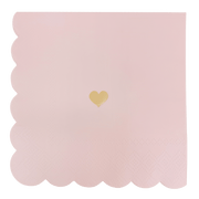 Pink with Gold Heart Cocktail Napkins
