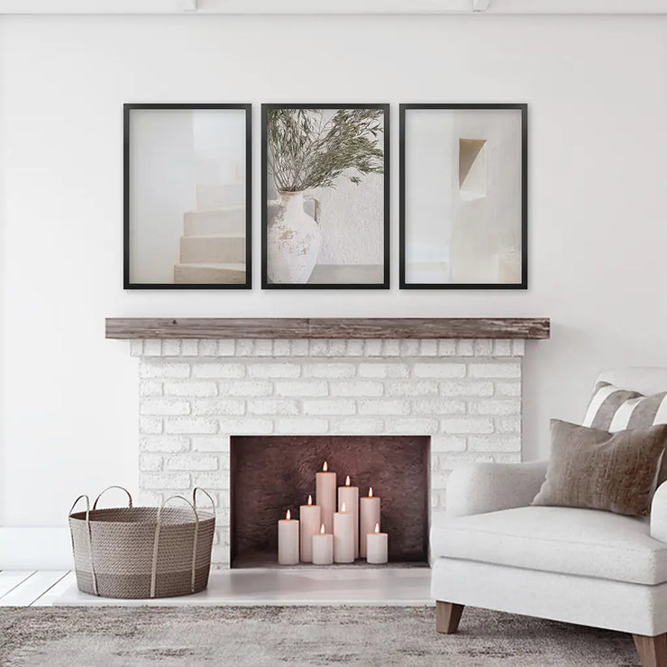Boho Architectural Set of 3 Pieces. Neutral Tones