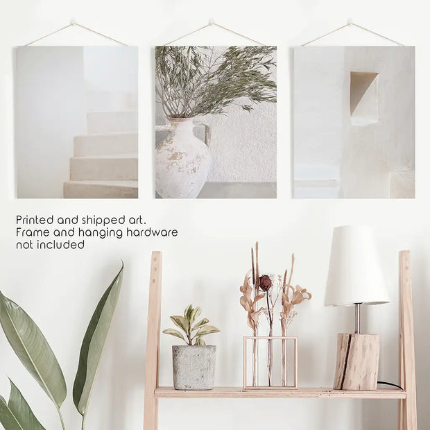 Boho Architectural Set of 3 Pieces. Neutral Tones