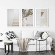 Boho Architectural Set of 3 Pieces. Neutral Tones