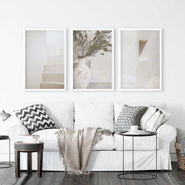 Boho Architectural Set of 3 Pieces. Neutral Tones