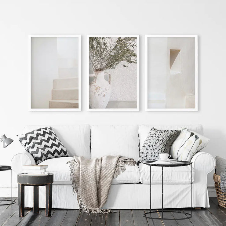 Boho Architectural Set of 3 Pieces. Neutral Tones