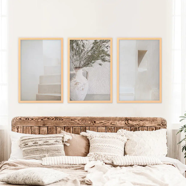 Boho Architectural Set of 3 Pieces. Neutral Tones