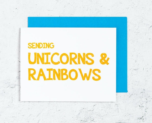 Sending Unicorns and Rainbows Letterpress Card