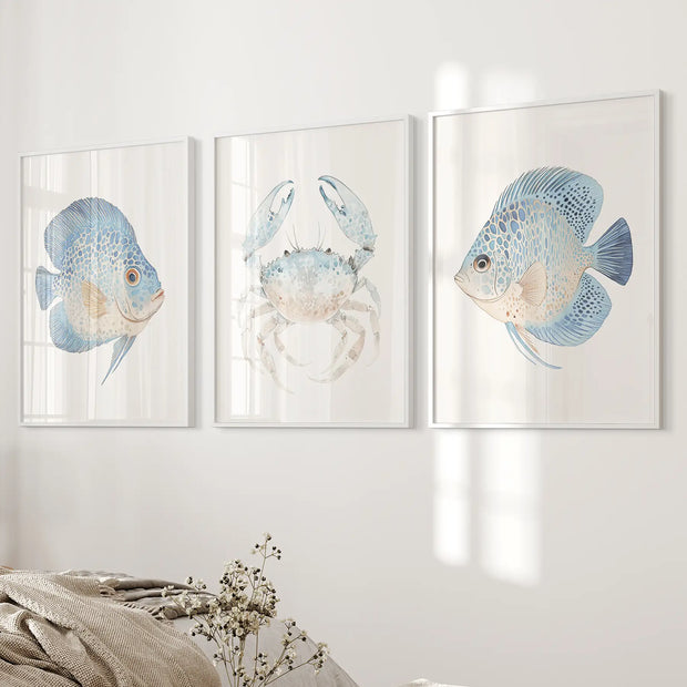 Minimalist Ocean Life Art. Marine Animals Decor