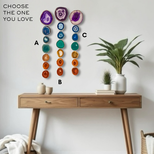 Oversized Chakra Agate Garland – Minimalist Boho Wall Hanging