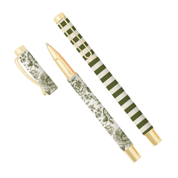 Green Floral Pen Set