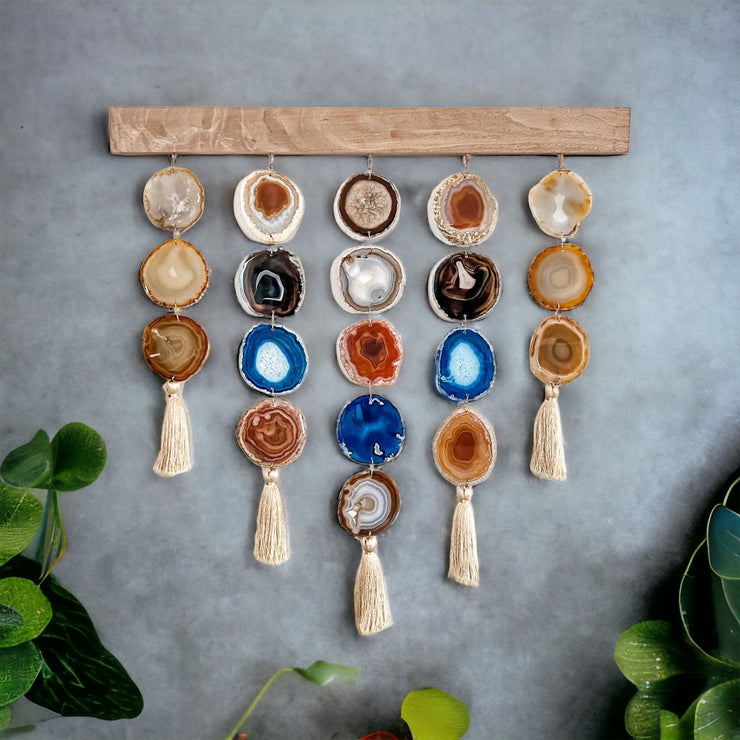Denim Uma Agate Wall Hanging (24 & 36 Inch) – Handcrafted Boho Wall Décor