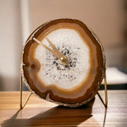 Natural Agate Desk Clock – Handcrafted Artisan Timepiece
