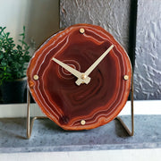 Amber/Orange/Red Agate Desk Clock – Handcrafted Artisan Timepiece