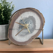 Natural/Gold/Taupe Agate Desk Clock - Mod North & Co.