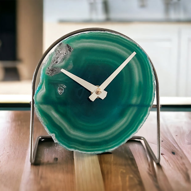 Green/Emerald/Mint Agate Desk Clock - Mod North & Co.