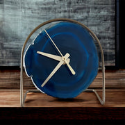 Blue Agate Desk Clock – Handcrafted Artisan Timepiece