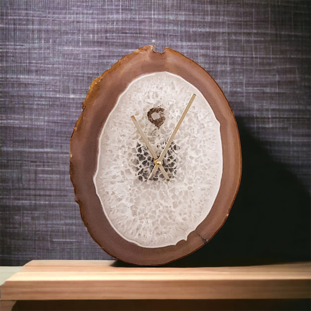Natural Agate Slab Wall Clock (12 Inch) | No. 3 | Ready to Ship - Mod North & Co.