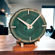 Mini Agate Desk Clock – Handcrafted Artisan Timepiece (Many Colors)