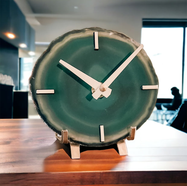 Mini Agate Desk Clock – Handcrafted Artisan Timepiece (Many Colors)