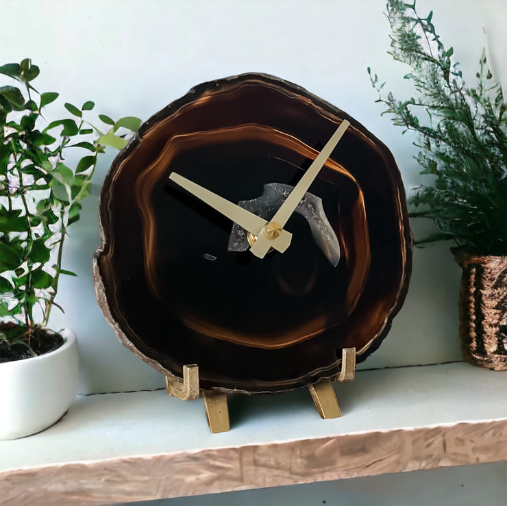 Agate Desk Clock – Handcrafted Artisan Timepiece