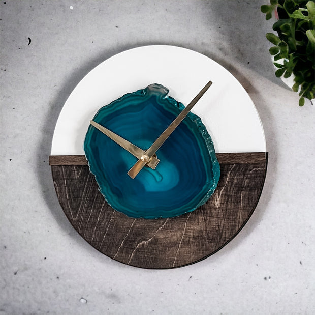 Teal Color Block Wall Clock (8 Inch) - Mod North & Co.