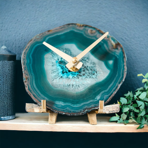 Mini Agate Desk Clock – Handcrafted Artisan Timepiece (Many Colors)