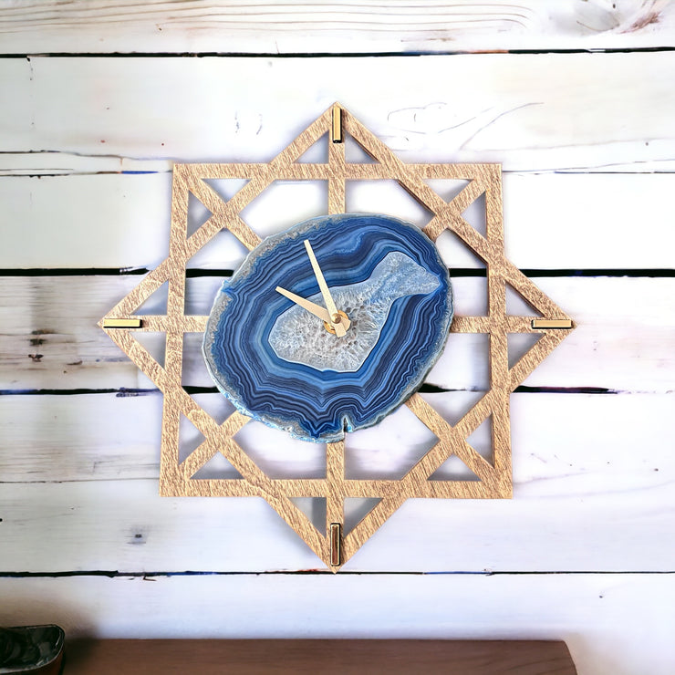 Blue Agate Geometric Clock (12 Inch) - Mod North & Co.