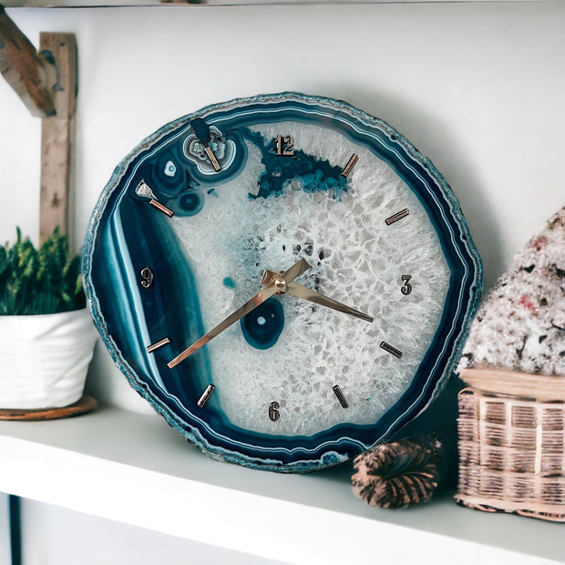 Agate Wall Clock | 8 to 13-Inch - Handcrafted Artisan Timepiece (Choose Slice)