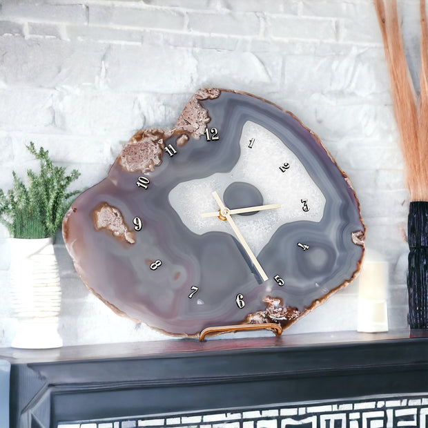 Natural Agate Mantel Clock (13 Inch) - Mod North & Co.