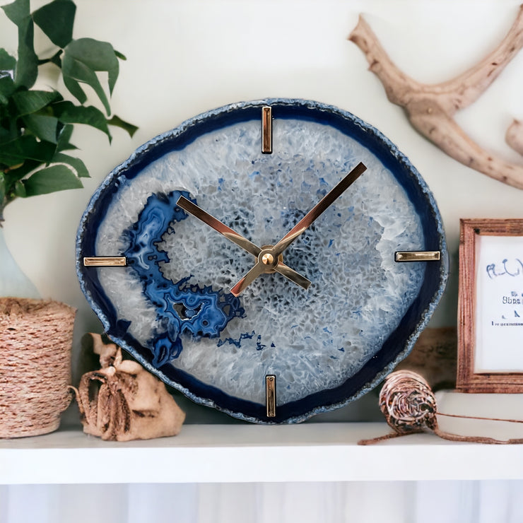 Blue/White Agate Wall Clock (8 Inch) - Mod North & Co.