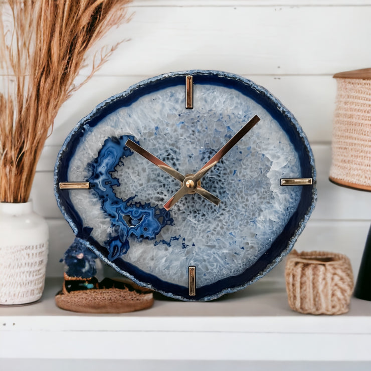 Blue/White Agate Wall Clock (8 Inch) - Mod North & Co.