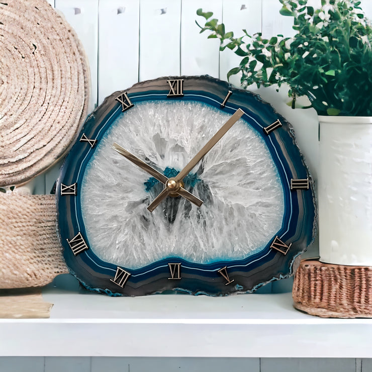 Teal/White Agate Wall Clock (8 Inch) - Mod North & Co.