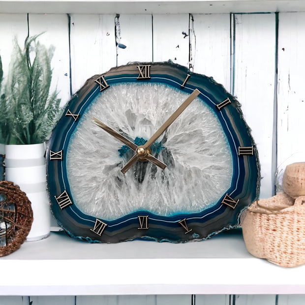 Teal/White Agate Wall Clock (8 Inch) - Mod North & Co.