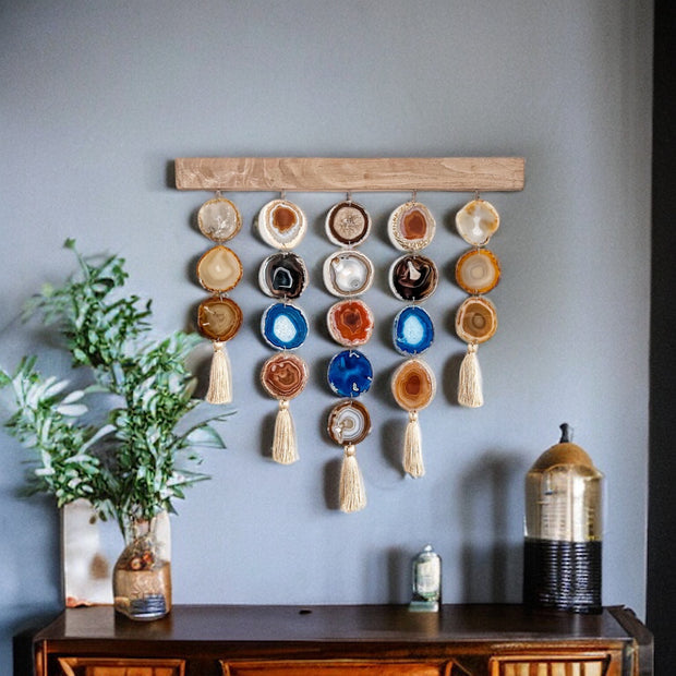 Denim Uma Agate Wall Hanging (24 & 36 Inch) – Handcrafted Boho Wall Décor